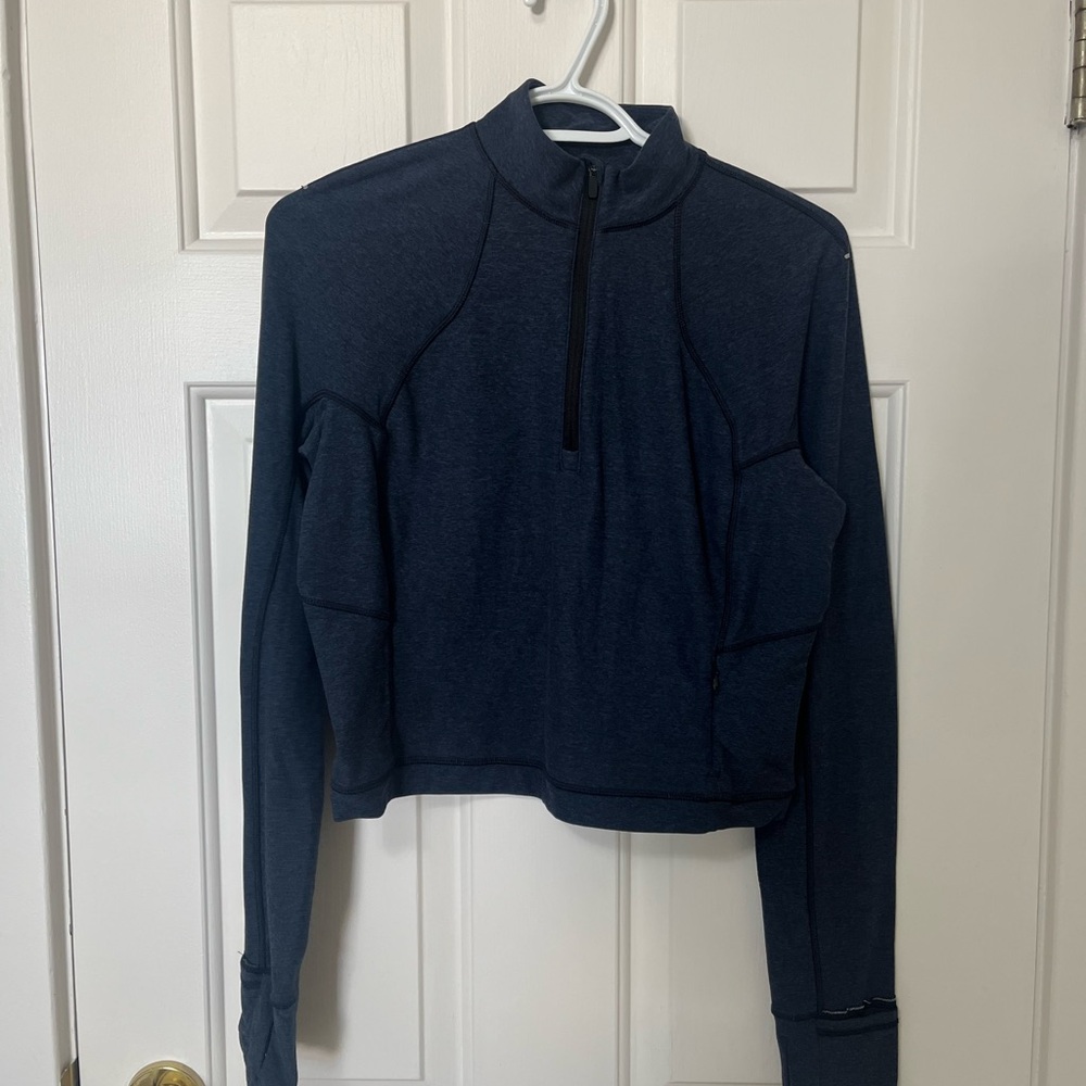 Lululemon Quarter-Zip Long Sleeve Cropped Pullover - Navy